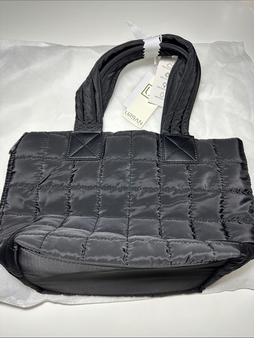 Urban Expressions Quilted Black Satin Tote